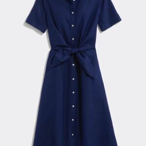 Vineyard Vines Westerly Tie-Front Linen Dress in Deep Bay, Size 8